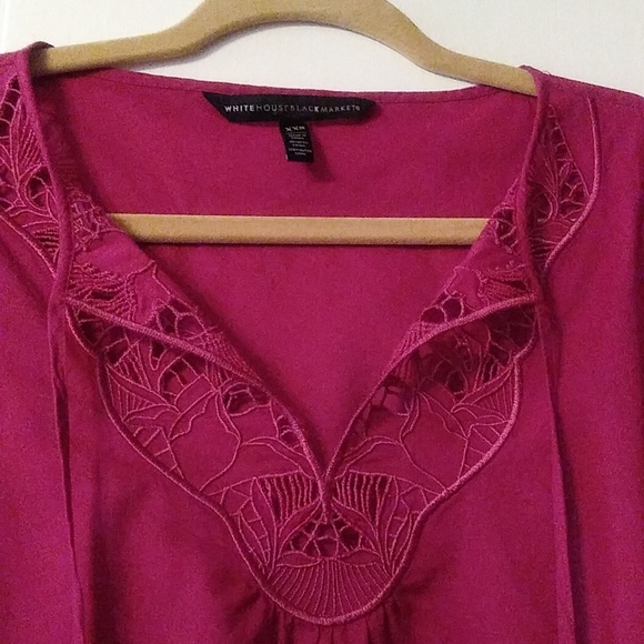 White House Black Market Floral Cutout Blouse - Picture 3 of 4